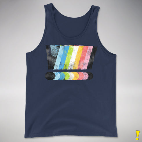 Queer Pride Grunge Exclamation Points Premium Tank Top - Navy
